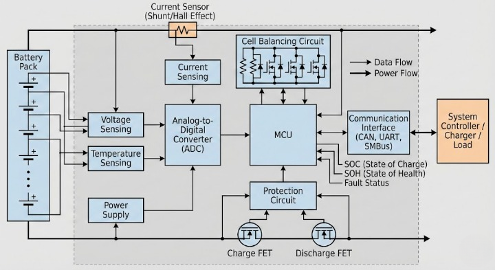 电池管理系统BMS工作原理图