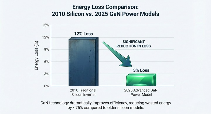 逆变器能量损耗比较-2010-silicon-vs-2025-gan