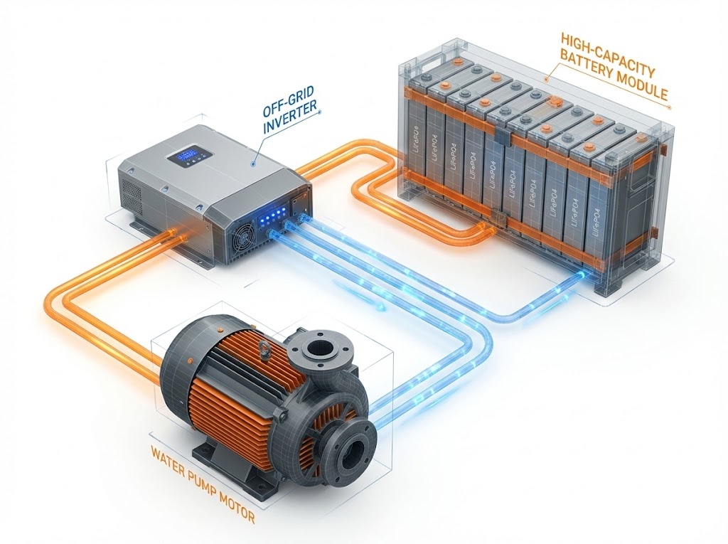 带磷酸铁锂电池的太阳能灌溉泵系统
